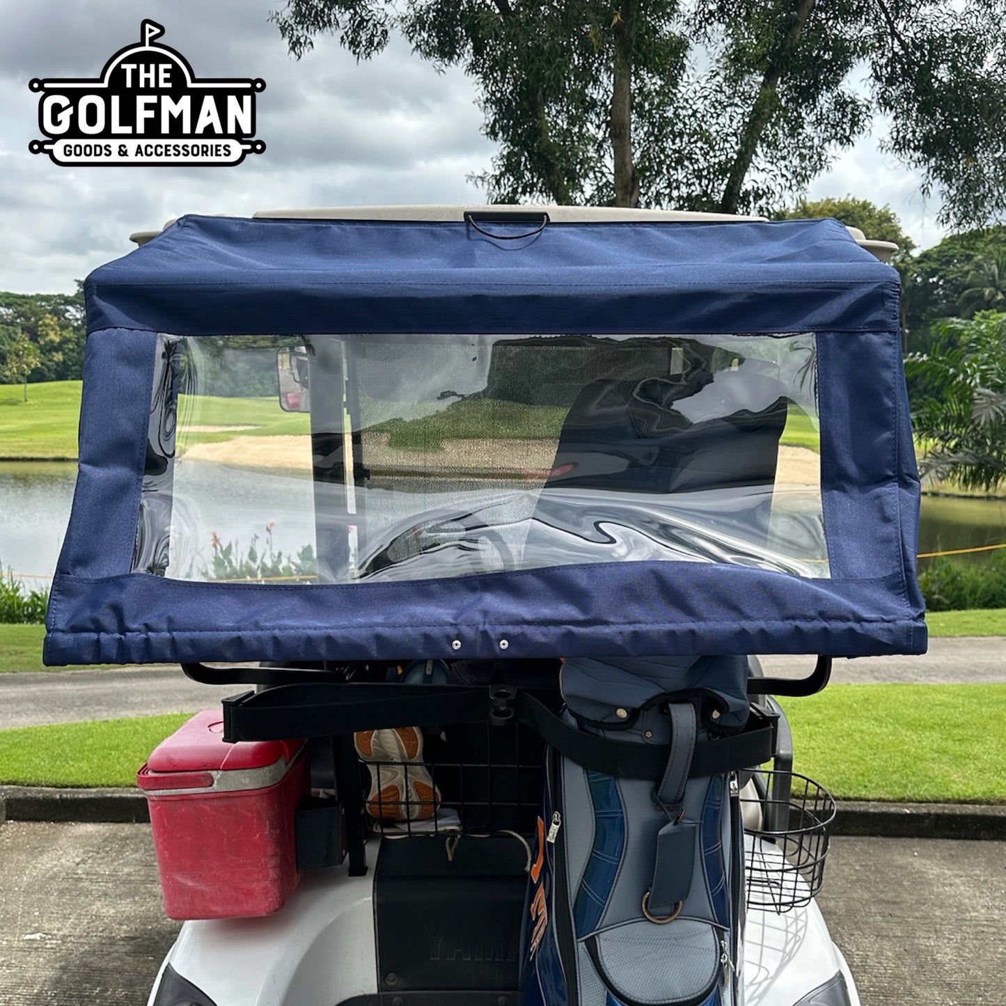 Retractable Golf Cart Canopy (Navy Blue)