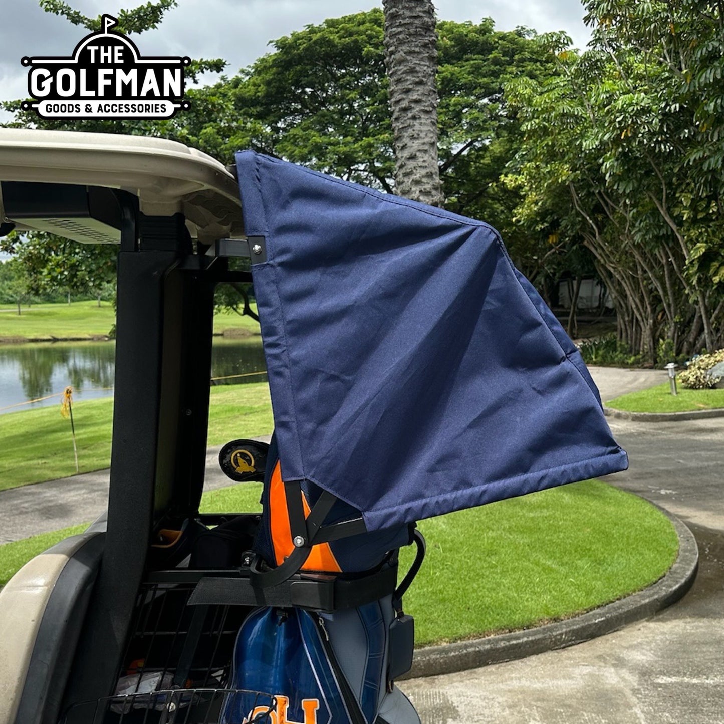Retractable Golf Cart Canopy (Navy Blue)
