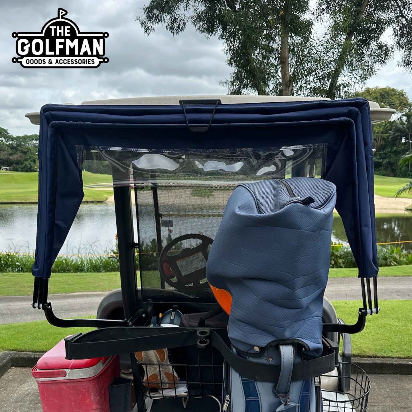 Retractable Golf Cart Canopy (Navy Blue)